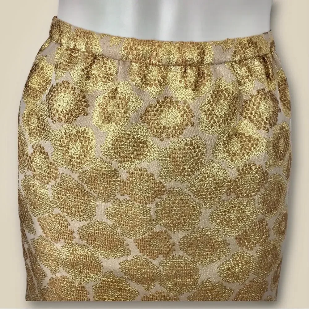 J. Crew Gold Metallic Mini Skirt Festive Size 2